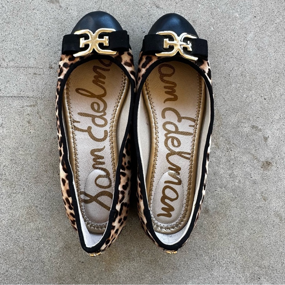 Sam Edelman Mage Leopard Print Calf Hair Flats Leather Women's Size 6.5 - Picture 10 of 12